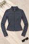 Women's Stand Collar Scuba Fabric Zippered Slim Fit Sweatshirt with Finger Loop