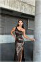 Velvet Asymmetrical Sequined Evening Dress Fabric Dress Collar - 2