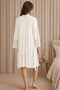 Low-Cut Collar and Lace Sleeves Robe Set |   V-Neck Lez Lace Detailed Viscose Knitted 2-Piece Nightgown and Dressing Gown Set |   Maxi Boy Stylish Elegant Comfortable Women's Home and Sleepwear Set - 4