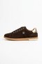 Moter side buckle detail colorful genuine leather women's sneakers - coffee suede - 3