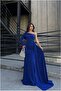 Crepe Single Shoulder Fabric Dress with Tail