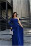 Crepe Single Shoulder Fabric Dress with Tail - 3