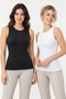 Women's 2-Pack 95% Cotton Sleeveless Basic Undershirts - Stretchable Soft Everyday Undergarments