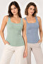 Women's 2-Pack 100% Cotton Combed Cotton Camisole Square Neck Tank Top - Flexible Soft Everyday Undergarment