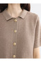 Brown Polo Neck Women's Knitwear Cardigan - 3