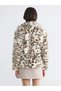 Ecru Leopard Patterned Women's Fur Coat - 5