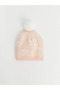 Pink pom-pom baby girl beanie