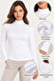 Women's 3-Pack 95% Cotton Half Turtleneck Long Sleeve Basic Top - Flexible Soft Everyday Underwear - 4