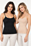Women's 2-Pack 95% Cotton Bra Singlet with Support Thin Straps Tank Top - Flexible Soft Everyday Underwear