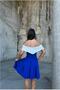 V Detailed Evening Dress with Collar and Pleated Mini Skirt - 4