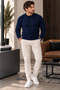 Men's Crew Neck Knit Sweater – Slim Fit, Long Sleeve - 4