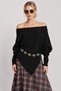 Boat Neck Asymmetrical Knitwear Sweater Lki̇0066 Black