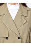 Beige Double-Breasted Collared Belted Women's Trench Coat - 2