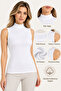Women's 2-Pack 95% Cotton Half Turtleneck Sleeveless Basic Undershirts - Stretchy Soft Everyday Base Layer - 4