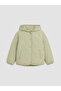 Green Hooded Quilted Girl's Coat - 2