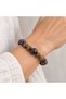 Navy Blue Brown Beaded Bracelet – Stylish Accessory with Bronze Detail for an Ethnic Look