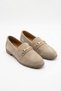 Denlar Round Toe Buckle Genuine Leather Women's Ballerinas Beige Suede - 2