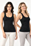 Women's 2-Pack 95% Cotton Wide Strap Basic Tank Top - Flexible Soft Everyday Undergarment