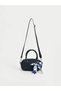 Navy Blue Scarf Leather Look Women's Shoulder Bag - 2