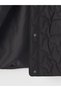 Black Shirt Collar Quilted Women's Puffer Coat - 8