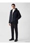 Navy Blue Regular Fit Hooded Men's Puffer Jacket - 2