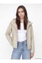 Beige Hooded Oversized Women's Raincoat
