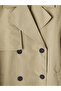 Beige Double-Breasted Collared Belted Women's Trench Coat - 5