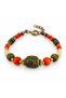 Orange Green Beaded Bracelet – Stylish Daily Accessory with Gold Detailing and Patterned Design - 2
