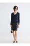 Navy Blue V-Neck Women's Knitwear Cardigan - 2