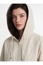 Beige Hooded Oversized Women's Raincoat - 3