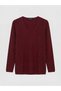 Burgundy V-Neck Shiny Textured Women's Knitwear Sweater - 5