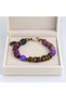 Purple Brown Beaded Bracelet – Stylish Daily Accessory with Bronze Detail - 3