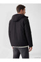 Black Regular Fit Hooded Men's Puffer Jacket - 3