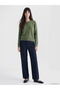 Green Crew Neck Women's Knitwear Cardigan - 2