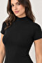 Women's 95% Cotton Half Turtleneck Short Sleeve Basic Top - Stretchy Soft Casual Underwear - 4