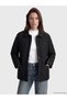 Black Shirt Collar Quilted Women's Puffer Coat
