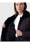 Black fur collar quilted women's puffer jacket - 4