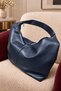 Women's Premium Large Size Faux Leather Hobo Bag – Soft Textured, Large Volume Shoulder Bag Navy Blue - 2