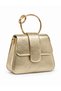 Gold Women's Ring Handle Covered Hand and Shoulder Bag - 2