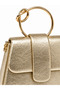 Gold Women's Ring Handle Covered Hand and Shoulder Bag - 3