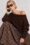 Boat Neck Asymmetrical Knitwear Sweater Lki̇0066 Brown - 2