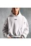 Gray Melange Unisex Oversize 3-Yarn Hooded Sweatshirt with Kangaroo Pocket, "Summo" Lettering, and Billiard Ball Motif Printed on It