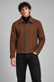 Men's Brown, Classic Collar Zippered Lined Cashmere Jacket – Regular Fit Short Cut Winter Cashmere Jacket