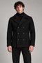 Men's Black, Double-Breasted Collar Inner Quilted Cashmere Jacket – Wind-Proof Winter Premium Model