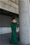 Crepe Detailed Evening Dress Stone Fabric Dress Degaje Collar - 4
