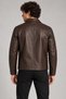 Men's Brown, Regular Fit, Zippered, Fur-Lined, Faux Leather Jacket - 5