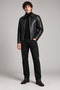 Men's Black, Regular Fit, Zippered, Fur Lined, Faux Leather Jacket - 4