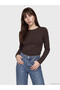 Two Mt Shop Quality Lcw Everyday Brown Combed Cotton Plain Narrow & Slim Long Sleeve Women's Bodysuit