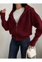 Women's Oversize High Collar Zippered Knitwear Cardigan