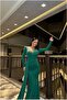 Double-Breasted Detailed Evening Dress with Stone Collar and Long Sleeves - 2